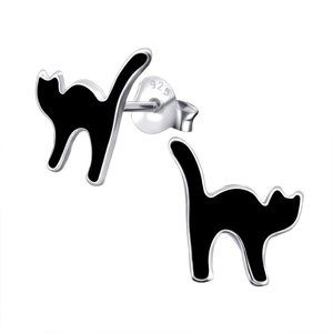 Halloween Black Cat Stud Earrings